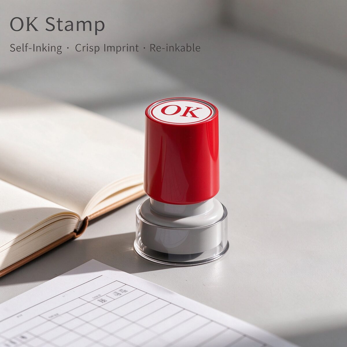 QC Stamp Quality Control Passed Inspection Round Self-Inking Rubber Stamp